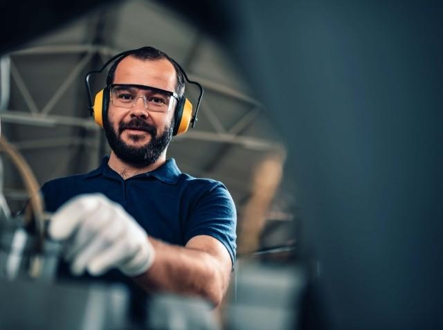 A European man in a manufacturing environment